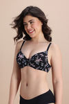 Zivame Padded Regular Wired Medium Coverage Tshirt Bra - Black Floral — thumbnail 3